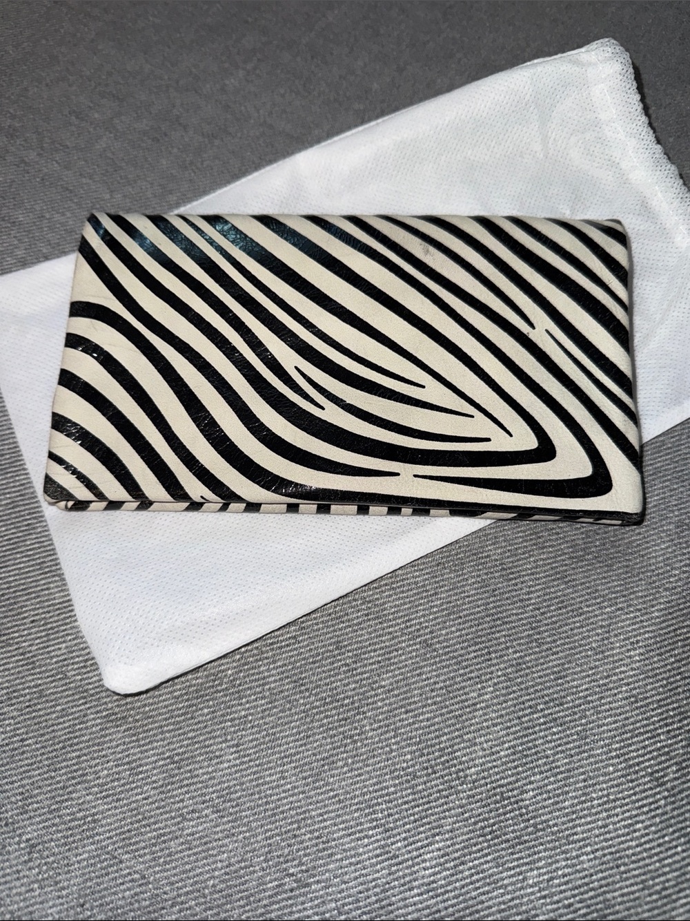Latico Leather Zebra Print Clutch Wallet — Black & White